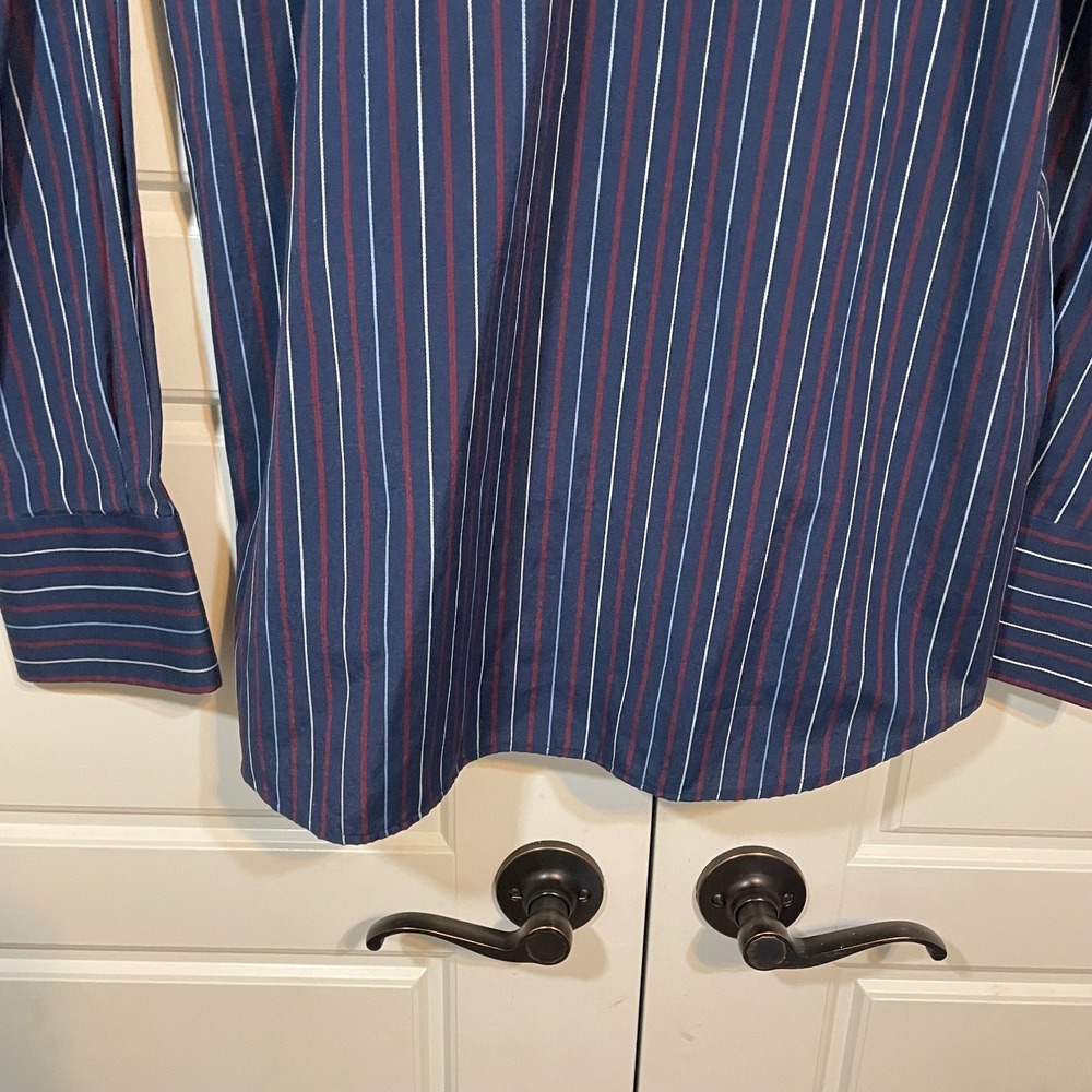 Roar Button Down Shirt Mens XL‎ Navy Blue Burgundy Striped Long Sleeve Excellent - Picture 7 of 11